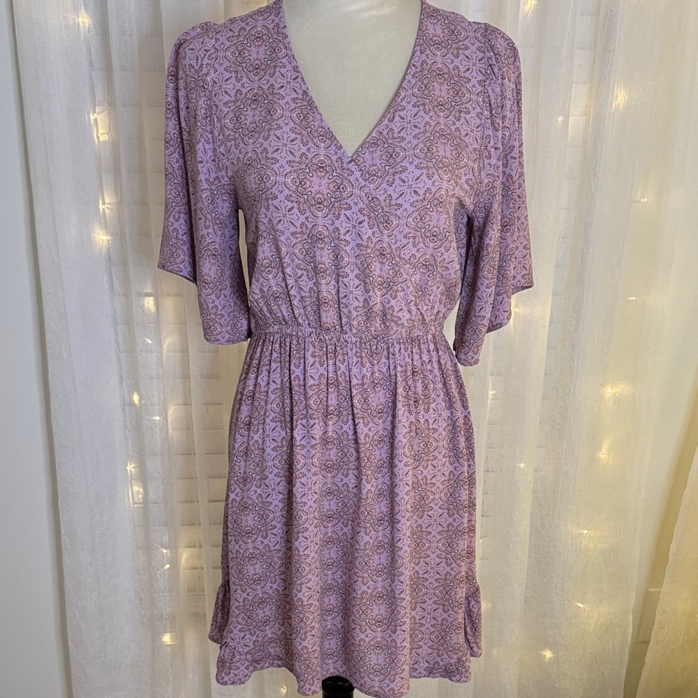 Rewind Purple Patterned Midi Dress
